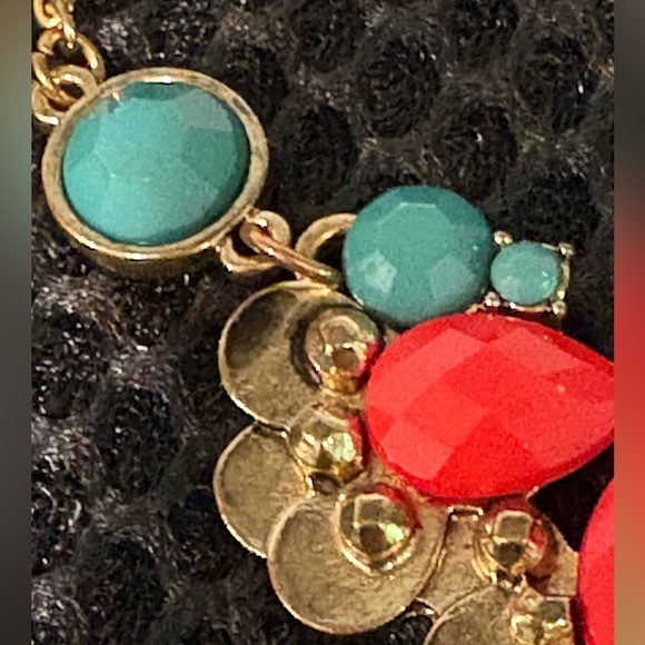 Bold Heidi Daus-Inspired Statement Necklace - Coral & Turquoise Tones - Picture 6 of 9